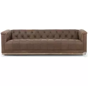 Maxx Umber Grey Leather 95" Sofa