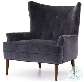 Clermont Charcoal Worn Performance Velvet Chair