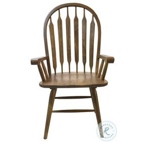 Colonial Oak Weathered Chestnut Arrow Back Arm Chair Set of 2