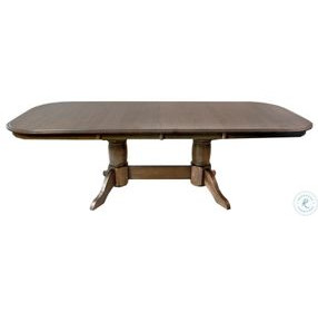 Colonial Oak Weathered Chestnut Trestle Extendable Dining Table