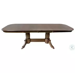 Colonial Oak Weathered Chestnut Trestle Extendable Dining Table