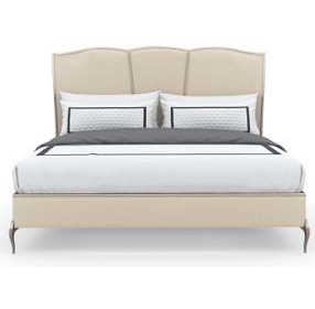 Un-Deux-Trois Soft Silver Paint Performance Fabric Upholstered King Platform Bed