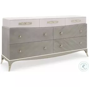 Tempo Cappuccino And Sparkling Argent Faux Shagreen Dresser