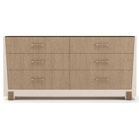 Counter Balance Chocolate Koto and Cloud 6 Drawer Dresser with Glass Top
