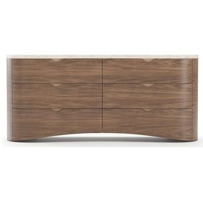 Fleur Porcini and Travertine 6 Drawer Dresser