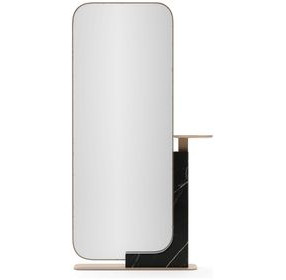 Overlap Nero Marquina and Whisper of Gold Rectangular Floor Mirror