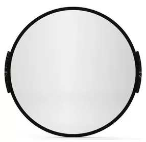 Overlap Piano Black and Nero Marquina Round Wall Mirror
