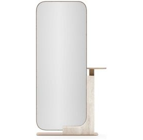 Overlap Travertine and Whisper of Gold Rectangular Floor Mirror