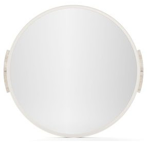 Overlap Latte and Travertine Round Wall Mirror