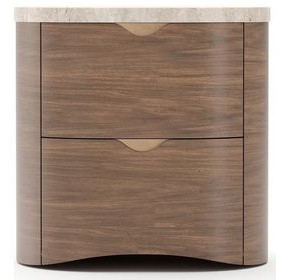 Fleur Porcini and Travertine 2 Drawer Small Nightstand