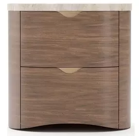 Fleur Porcini and Travertine 2 Drawer Small Nightstand