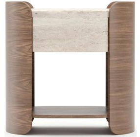 Fleur Porcini and Travertine 1 Drawer Open Nightstand