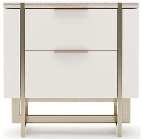 Wish You Were Here Sandstone Almond Milk and Whisper of Gold 2 Drawer Nightstand