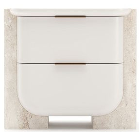 Overlap Latte and Travertine 2 Drawer Small Nightstand
