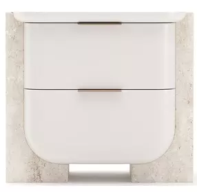 Overlap Latte and Travertine 2 Drawer Small Nightstand