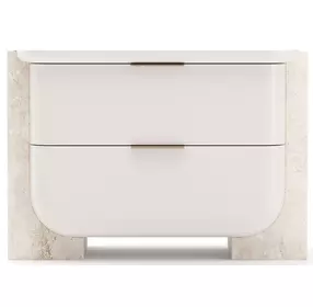 Overlap Latte and Travertine 2 Drawer Large Nightstand