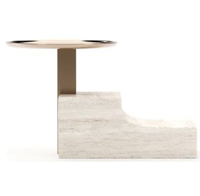 Overlap Travertine and Whisper of Gold Nightstand Base