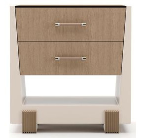 Counter Balance Chocolate Koto and Cloud 2 Drawer Small Nightstand with Glass Top