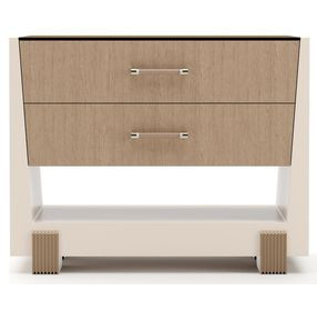 Counter Balance Chocolate Koto and Cloud 2 Drawer Large Nightstand with Glass Top