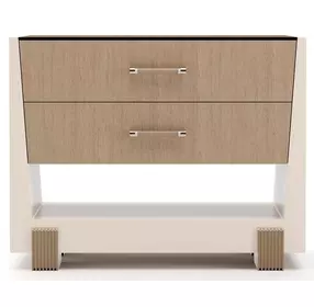 Counter Balance Chocolate Koto and Cloud 2 Drawer Large Nightstand with Glass Top