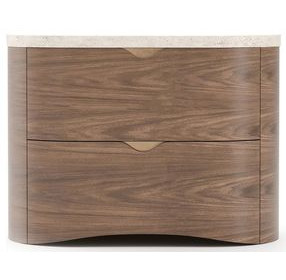 Fleur Porcini and Travertine 2 Drawer Large Nightstand