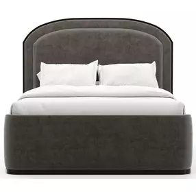 Wanderlust Pewter and Seal Skin Upholstered Queen Panel Bed