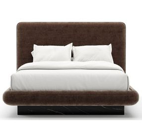 Overlap Dark Taupe Upholstered Queen Panel Bed