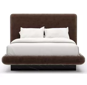 Overlap Dark Taupe Upholstered Queen Panel Bed