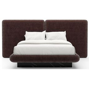 Overlap Dark Taupe Upholstered Queen 2 Panel Bed