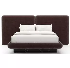 Overlap Dark Taupe Upholstered Queen 2 Panel Bed