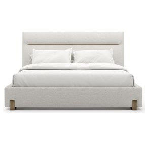 Counter Balance Oatmeal King Upholstered Panel Bed