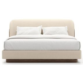 Fleur Ivory and Porcini Upholstered King Panel Bed