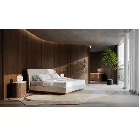 Fleur Ivory and Porcini Upholstered Panel Bedroom Set