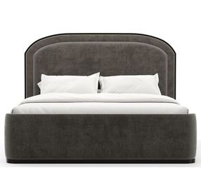 Wanderlust Pewter and Seal Skin Upholstered King Panel Bed