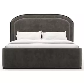 Wanderlust Pewter and Seal Skin Upholstered King Panel Bed