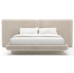 Overlap Ivory Upholstered King 2 Panel Bed