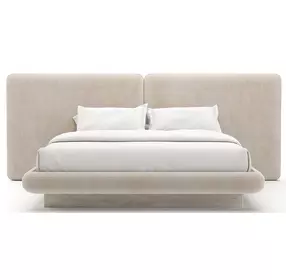 Overlap Ivory Upholstered King 2 Panel Bed