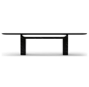 Overlap Piano Black and Nero Marquina 112" Rectangular Dining Table