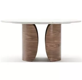 Fleur Porcini and Travertine 60" Round Dining Table