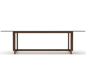 Wish You Were Here New Natural Walnut and Smoked Bronze Glass Top 84" Rectangular Dining Table