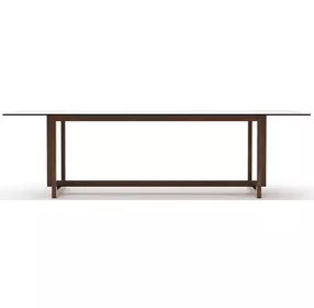 Wish You Were Here New Natural Walnut and Smoked Bronze Glass Top 84" Rectangular Dining Table