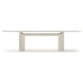 Overlap Latte and Travertine 112" Rectangular Dining Table