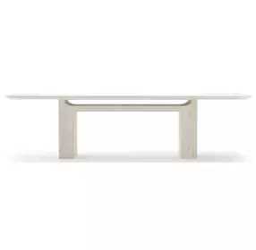 Overlap Latte and Travertine 112" Rectangular Dining Table