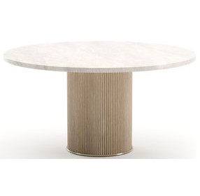 Rhythm Sun Drenched Oak and Travertine 58" Round Dining Table