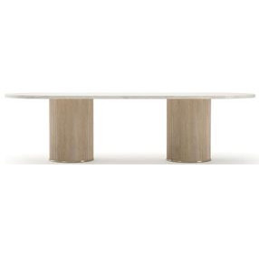 Rhythm Sun Drenched Oak and Travertine 112" Oval Dining Table