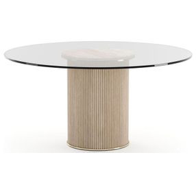 Rhythm Sun Drenched Oak and Clear Glass Top 60" Round Dining Table
