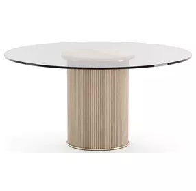 Rhythm Sun Drenched Oak and Clear Glass Top 60" Round Dining Table