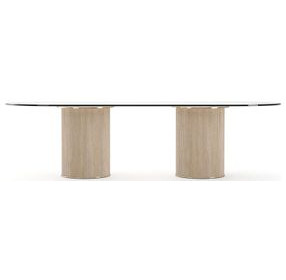 Rhythm Sun Drenched Oak and Clear Glass Top 106" Oval Dining Table