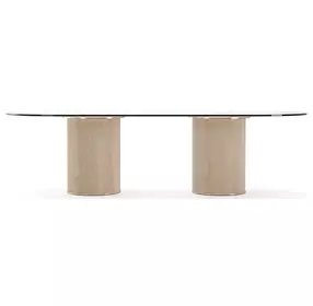 Rhythm Sun Drenched Oak and Clear Glass Top 106" Oval Dining Table