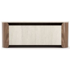 Fleur Porcini and Travertine 4 Door Open Sideboard